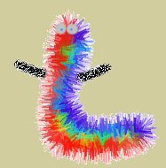 A multi coloured book worm