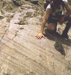 Photograph of striations or scratch marks on a rock